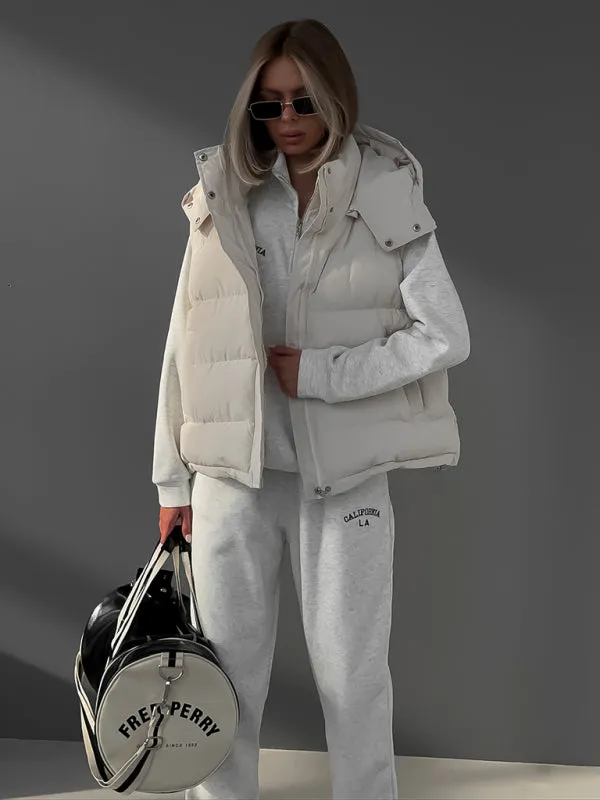 Women's sleeveless hooded down cotton vest jacket
