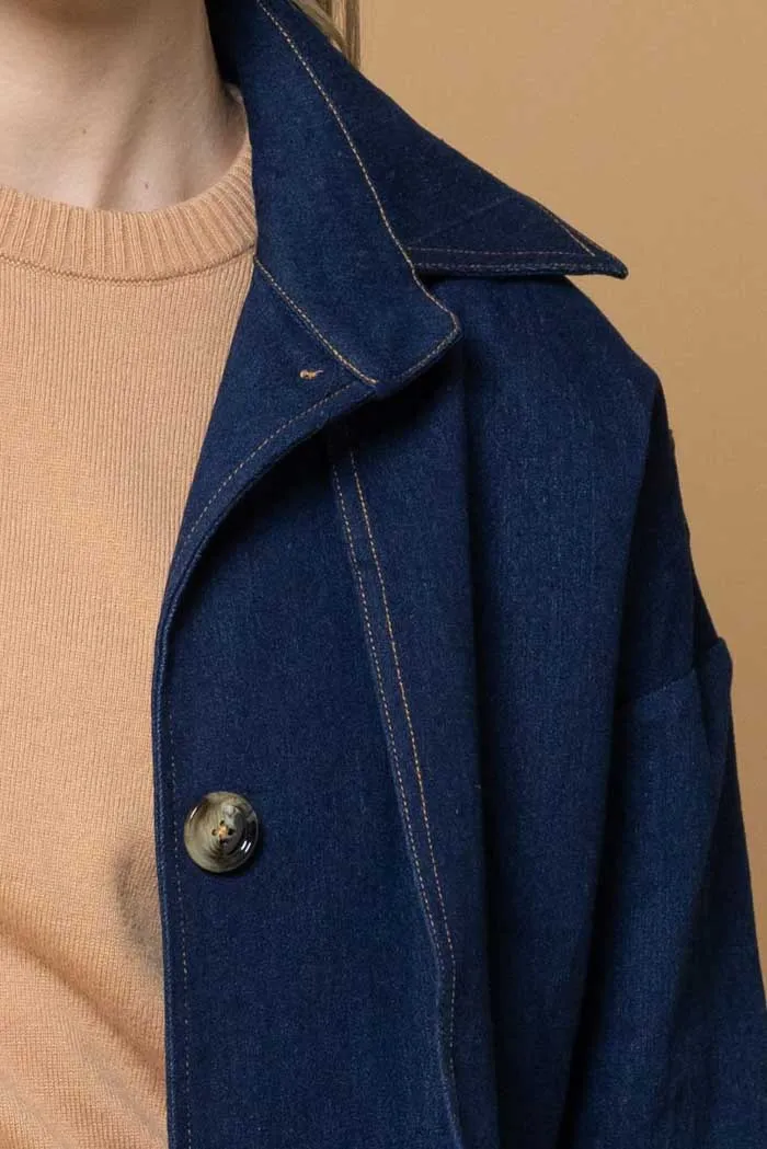 Zelda Dark Blue Denim Trench Coat